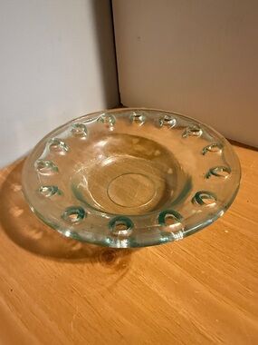 Clear Aqua Glass Decorative Bowl